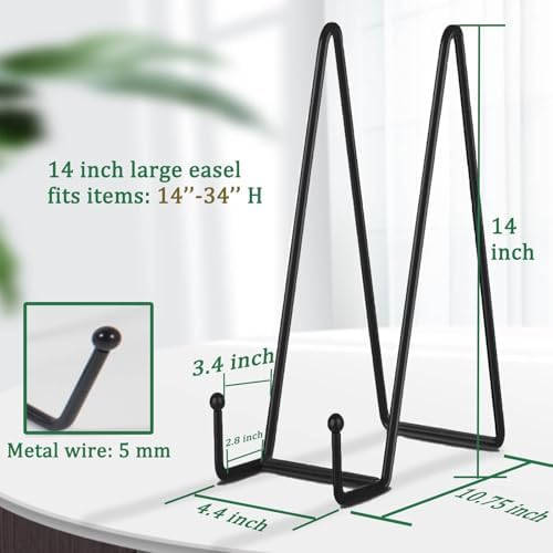 Decolore 3 Pack 14 Inch Black Plate Stand for Display Large Display Easel Table Top Easel for Picture, Decorative Plate, Book, Posters and Plaque - Image 2