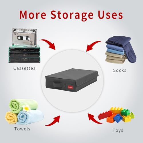 NUSWOR Cassette Tape Storage Box -Audio Cassette Holder 3Pack – Grey - Image 6