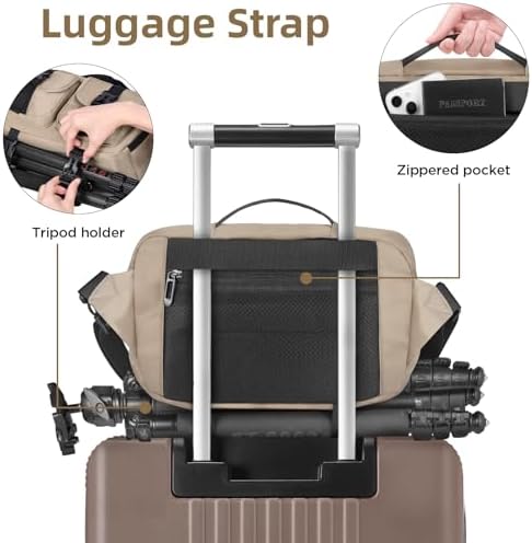 TAAOKA Camera Sling Bag,DSLR Camera Bag with Tripod Holder,Waterproof Camera Shoulder Crossbody Bag for Photographers(Coffee) - Image 5