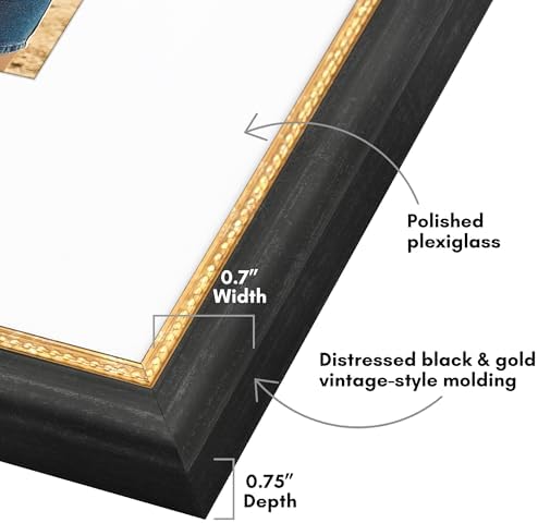 Americanflat 16x20 Vintage Picture Frame - Matted to 11x14 - Black & Gold - Image 3