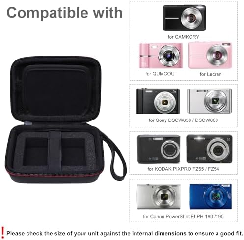 L LTGEM Digital Camera Case Compatible with KODAK PIXPRO FZ55/FZ45, Canon ELPH 180/190, Sony DSCW830/DSCW800, CAMKORY, QUMCOU, Lecran Digital Cameras, Black(Case Only) - Image 2