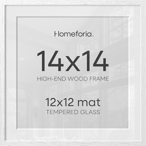 Homeforia 14x14 White Oak Picture Frame, High-End Wood, 12x12 Mat, Glass by Homeforia