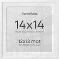 Homeforia 14x14 White Oak Picture Frame, High-End Wood, 12x12 Mat, Glass by Homeforia