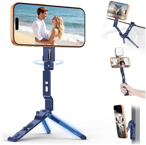 OMOTON TP03 [Ultra-Slim] 360° Rotating for MagSafe Tripod with Hook, Blue by OMOTON