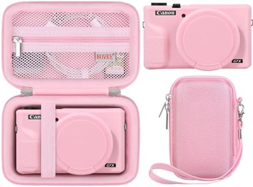 BOVKE Hard Case + Silicone Cover for Canon Powershot G7 X Mark III, Pink by BOVKE