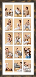 DUENPY 14x32 Collage Frame For 15 4x6 Photos Brown by DUENPY