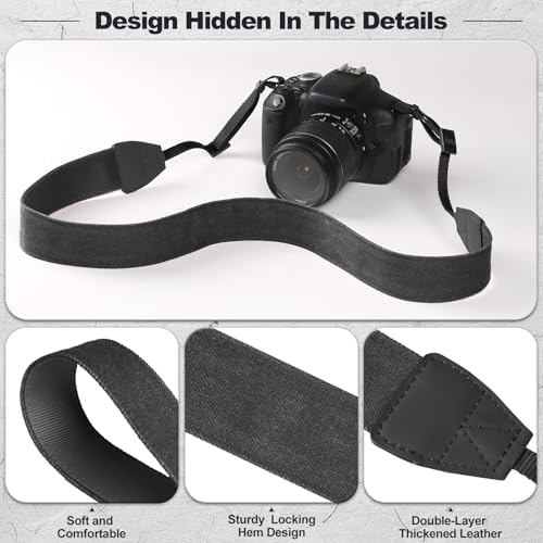 Universal Camera Strap - Camera Neck Strap, Adjustable Shoulder Straps Compatible with Canon, Fujifilm, Nikon, Olympus, Panasonic and other SLR and mirrorless cameras - Black - Image 5