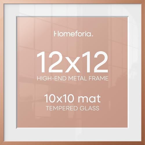Homeforia 12x12 Rose Picture Frame, High-End Metal, 10x10 Mat, Glass by Homeforia