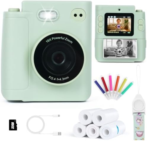 Cudinham Kids Camera Instant Print, Gifts for Age 3-12 Kids, 5 Rolls Paper by Cudinham