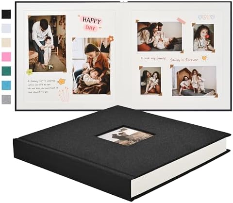 Pssoss 10x10 Inch DIY Scrapbook Album, Linen Hardcover, 40 Pages, Black by Pssoss