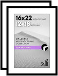 Americanflat 16x22 Poster Frame 2-Pack - Matted to 12x18 - Black by Americanflat