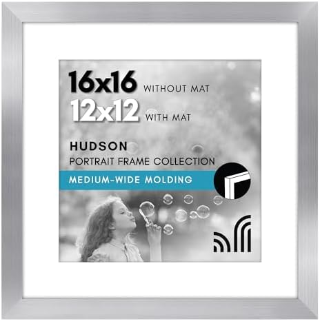 Americanflat 16x16 Picture Frame - Matted to 12x12 - Silver by Americanflat