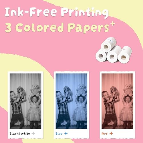 Kids Instant Print Camera, Zero-Ink Thermal Printing with 4 Paper Rolls - Image 4