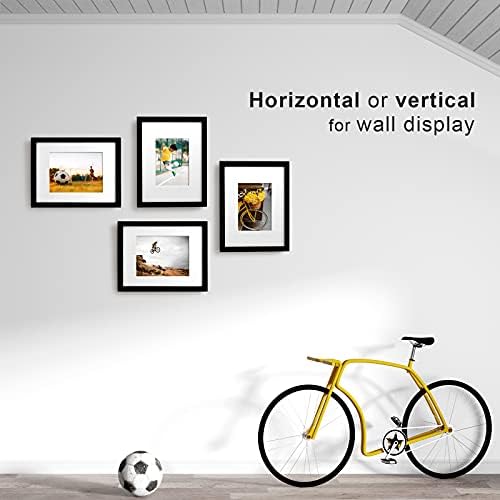 Egofine 9x12 Picture Frames Set of 4, Made of Solid Wood Covered by Plexiglass 5x7 and 6x8 with Mat or 9x12 without Mat, for Table Top Display and Wall Mounting Photo Frame Black - Image 6