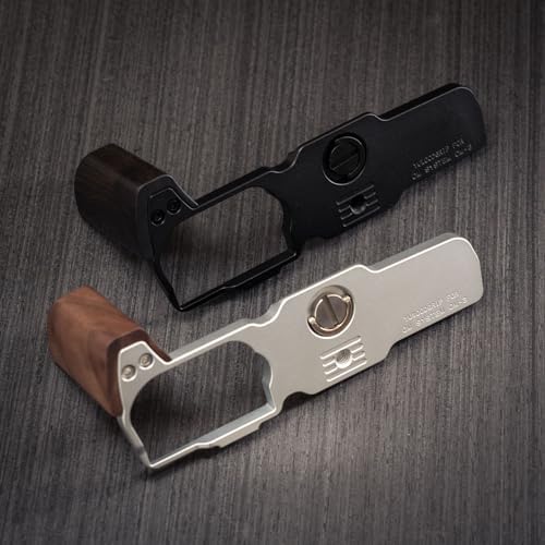 Handmade Wooden Handle Grip L Plate Alloy Base for OM System OM-3 Camera (Ebony+ Black Base) - Image 3