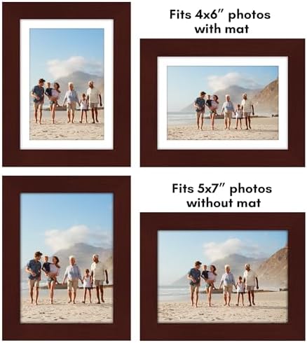 Americanflat 5x7 Picture Frame 5-Pack - Matted to 4x6 - Mahogany - Image 4