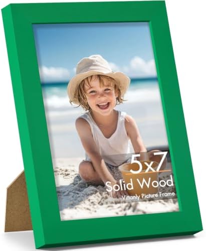Vittanly 5x7 Picture Frame Made of Solid Wood for Wall or Tabletop, Green by Vittanly