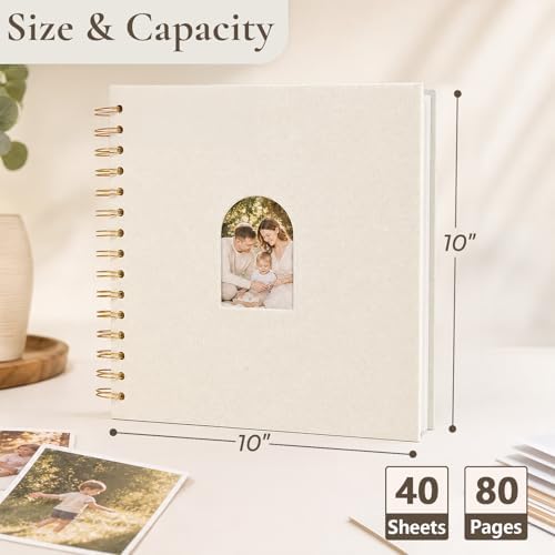 Vienrose Scrapbook Album,80 Pages,10x10 Inch,Beige - Image 2