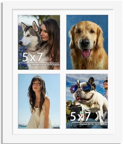 DUENPY 12x16 Collage Frame For 4 5x7 Photos White by DUENPY