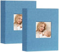 Artmag Mini Photo Album 4x6 50 Pockets 2 Pack, Linen Cover with Front Window Album Each Holds 52 Vertical Photos for Family Wedding Baby Children (Teal) by Artmag
