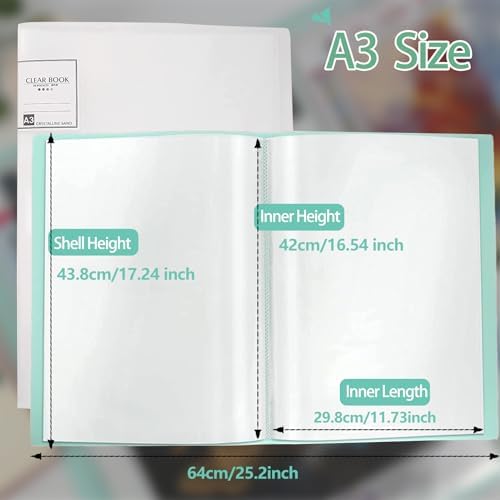 2 Packs A3 Diamond Painting Storage Book, Large 30x40 Diamond Art Storage Presentation Book with 60 Pags, Diamond Painting Art Portfolio Folder, Clear Pockets Artwork Storage Photo Album Refill Pag - Image 3