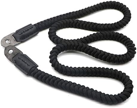 Paracord Woven Camera Neck Shoulder Strap Belt Hand Compatible with Canon Nikon Sony Olympus Pentax Fujifilm Panasonic SLR DSLR Digital Mirrorless Cameras 42 inch Black - Image 2