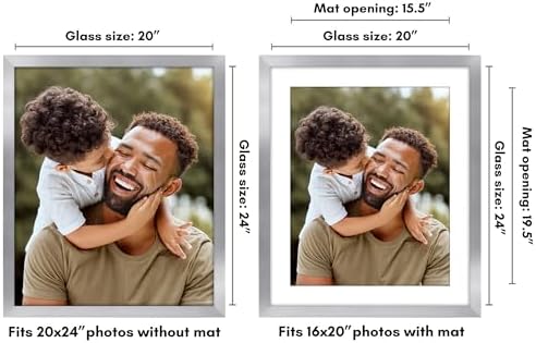 Americanflat 20x24 Poster Frame - Matted to 16x20 - Silver - Image 2