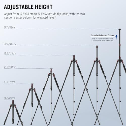 NEEWER Basics TP15 Camera Tripod Monopod, 68" Metal Heavy Duty Portable Travel DSLR Cell Phone Stand with Cellphone Holder Mount Compatible with iPhone Filming Video Recording, Ball Head Not Included - Image 3