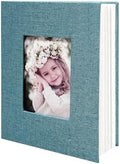Photo Album 4x6 100 Pockets, Linen Cover Top Loader Vertical, Slip-in Picture Sky Blue Pockets Albums for Wedding, Family, Anniversary, Baby, Vacation by HenPisen