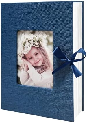 Photo Album 4x6 100 Pockets, Slip-in Picture Albums, Linen Cover Top Loader Vertical Pockets Albums for Baby, Kids Boy Girls, Wedding, Family, Anniversary, Blue by HenPisen