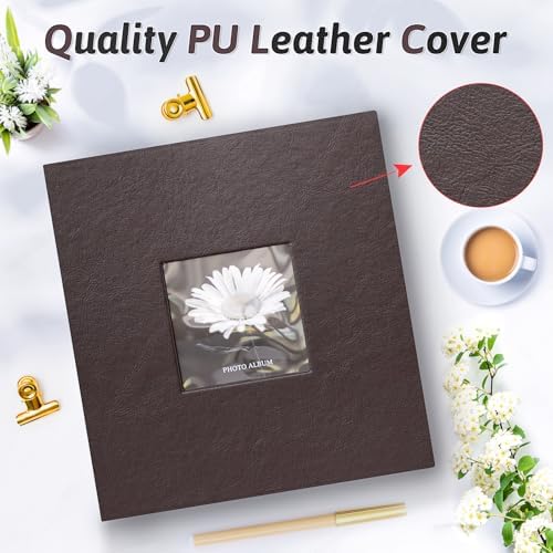 Popotop Photo Album 4x6 200 Photos with Writing Space, Leather Cover Album with Display Picture Window, Photo Book for Wedding Family Baby Gift - Image 2