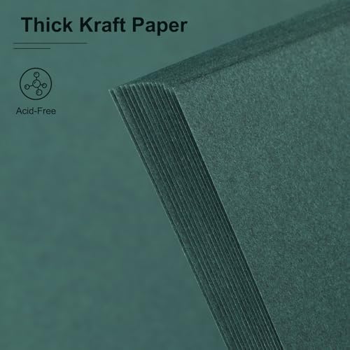 Scrapbook Album 10x10 Inches 40 Pages Hardcover Kraft Paper Green - Image 4