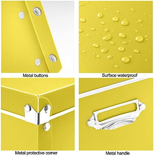 SEEKIND storage box with Lids,3 in 1 Set,Plastic,with Handles,Press-Stud Fastening,Moisture-proof,Foldable for Space Saving Storage,for Clothes,DVD,Blankets (Yellow) … - Image 5