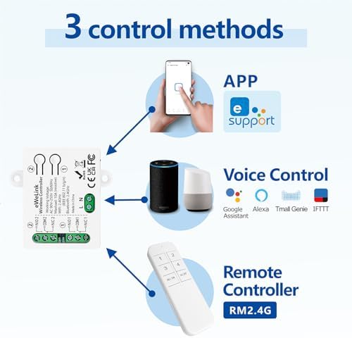 DieseRC 2 Channels WiFi Smart Switch, AC 90V-250V 220V Passive Output Relay Module Ewelink APP WiFi Control Compatible with Alexa/Google Home, Inching/Self-Locking Switch - Image 2