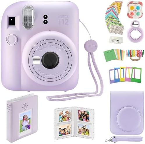 Fujifilm Instax Mini 12 Instant Camera with Case, Decoration Stickers, Frames, Photo Album and More Accessory kit (Lilac Purple)… by FUJIFILM