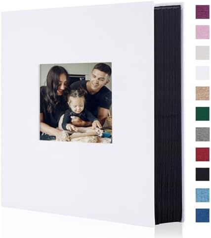 Artmag Fabric Photo Album 4x6 400 Large Capacity for Family Wedding Anniversary Linen Album Holds 400 Vertical Photos (400 Pockets, White) by Artmag