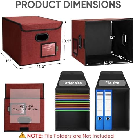 BALEINE File Organizer Box with Lid, Collapsible Hanging File Storage Box - Image 2