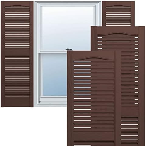 Ekena Millwork Lifetime Vinyl LL1S12X05500CL Standard Cathedral Top Center Mullion, Open Louver Vinyl Shutters, w/Installation Shutter-Lok's & Matching Screws (Per Pair), 12"W x 55"H, Clay - Image 5