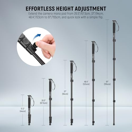 NEEWER 61"/155cm Camera Monopod Stand, Aluminum Alloy, Portable, TP41 - Image 3