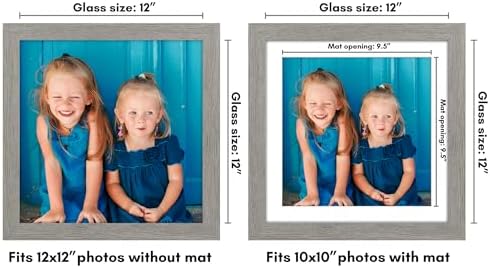 Americanflat 12x12 Picture Frame - Matted to 10x10 - Grey Wood - Image 2
