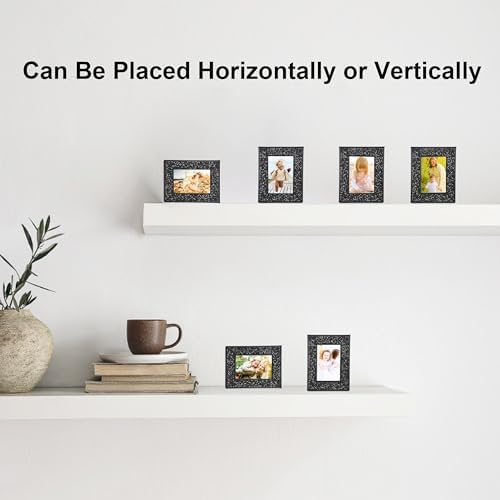 2x3 Picture Frames, Small Real Glass Frame, Glitter Mini Photo Frames for Tabletop, Elegant Home Décor & Gift (Black 4 Pack) - Image 5