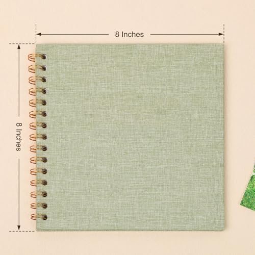 Scrapbook Photo Album 8x8 Inches 40 Pages Linen Cover GrassGreen - Image 3