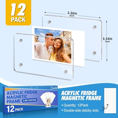 ESRICH 12 Pack Acrylic Fridge Magnetic Frame, Mini Picture Frames - Image 2