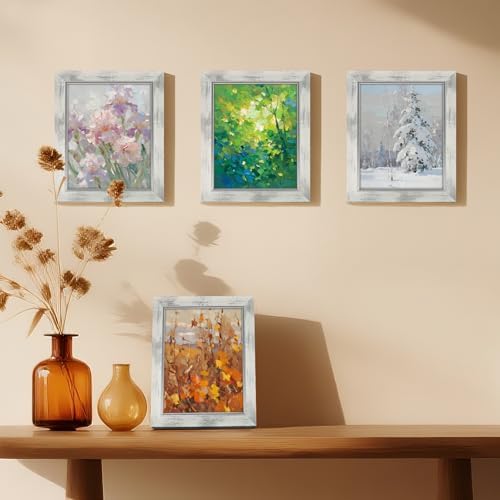 XUANLUO 8x10 Picture Frames Set of 4,Rustic Retro Photo Frame(White) - Image 2
