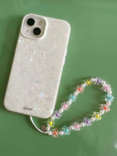 Drawwind Phone Charm Beaded Wristlet Strap Universal Cell Phone Lanyard Cute Bracelet Wrist Strap Beaded Chain String Handmade Accessories for Case Camera Bags (Flower Power) - Image 4