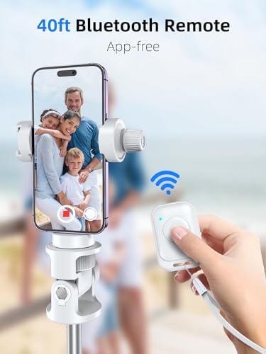 Kaiess 62" Phone Tripod & Selfie Stick, Extendable Photography Light Stand with Wireless Remote, Solidest, Portable, Lightweight, Compatible with iPhone/Android Phone (White) - Image 6