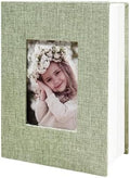 Photo Album 4x6 100 Pockets, Linen Cover Top Loader Vertical, Slip-in Picture Grass Green Pockets Albums for Wedding, Family, Anniversary, Baby, Vacation by HenPisen