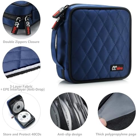 CCidea CD DVD Case Holder, Portable Disc Storage Wallet Binder, Multiple Capacity CD Organizer for Car Home Travel, Anti-Scratch Blu-Ray Game Disc Storage (Blue) - Image 3