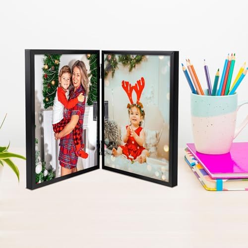 Golden State Art 6x8 Hinged Metal Picture Frame, Matte Black, Tabletop - Image 6