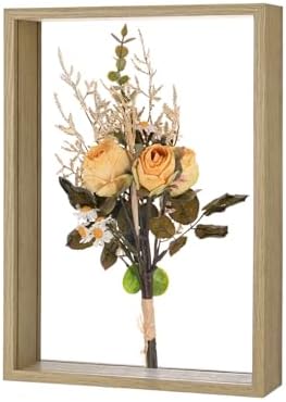 M METERXITY 1-Pack Dried Flower Frame, 8 x 12 Inch Double Acrylic Wooden Dried Flower Photo Floating Frame for Tabletop/DIY/Handicrafts [Wood Color] by MMETERXITY